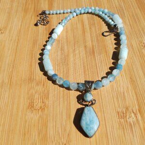 Jay King DTR mine finds blue quartz Necklace and Pendant set 925 Sterling Silver